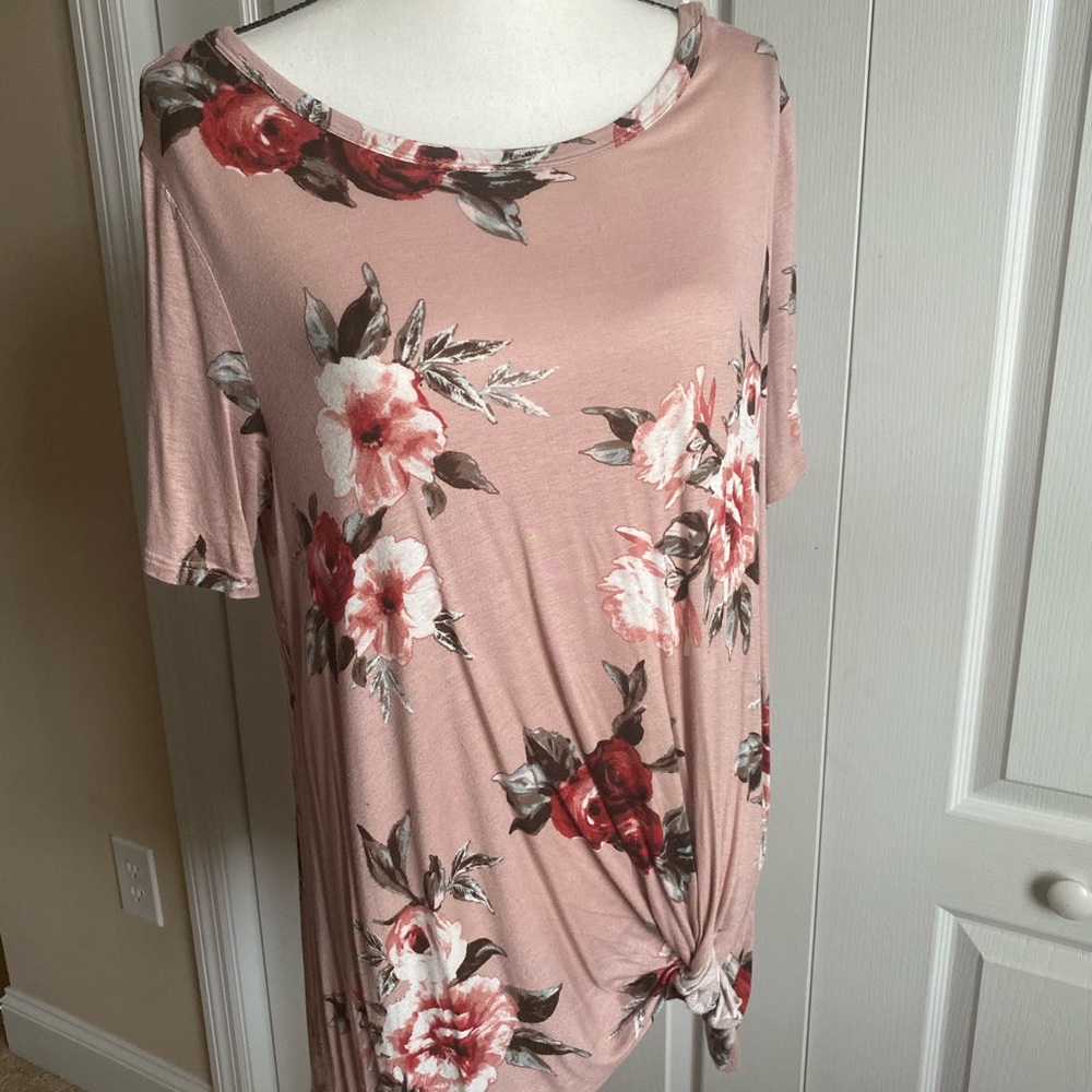 Floral Twist-front Shirt